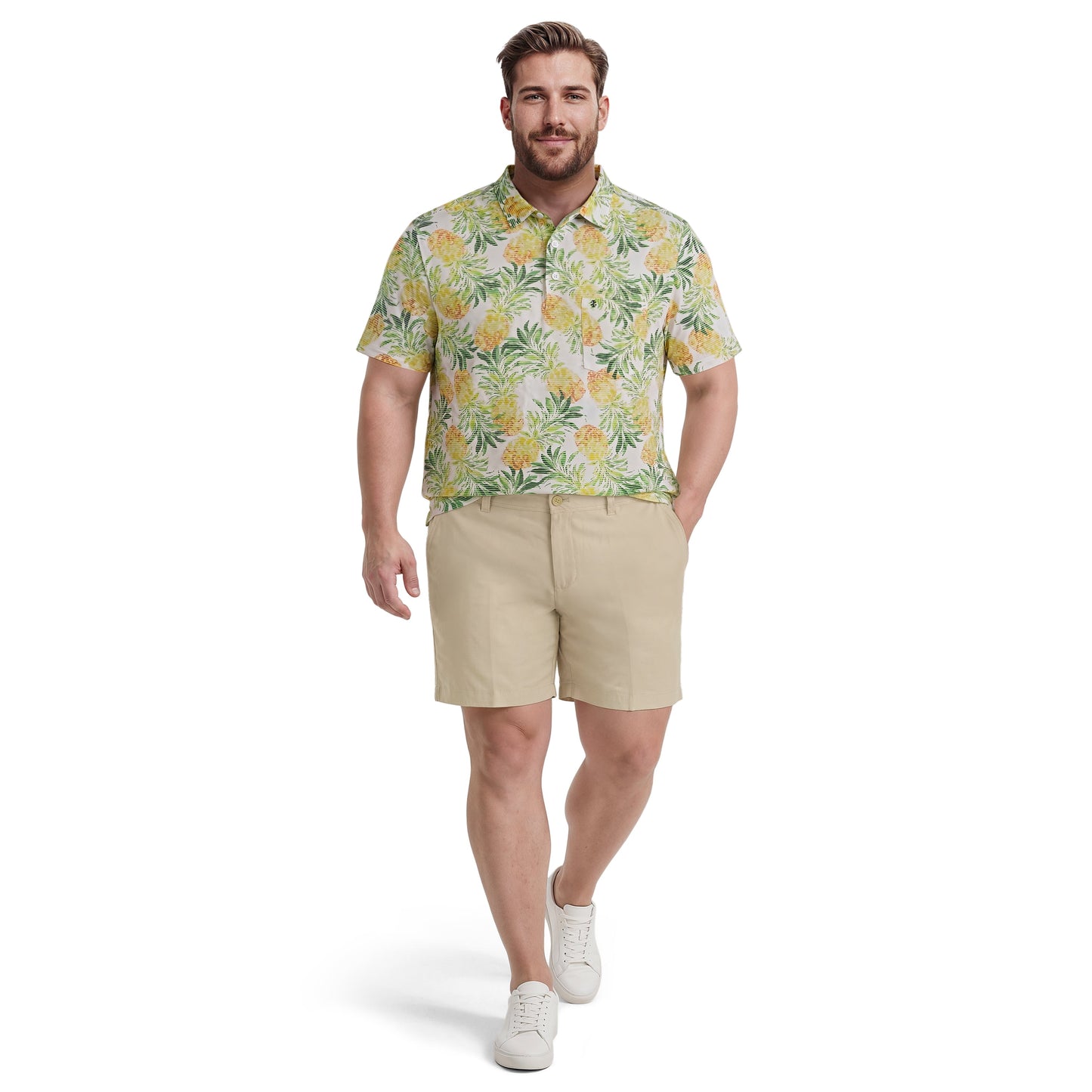 Izod BIG & TALL SUNSHIELD PERFORMANCE S/S PRINTED POLO - LEMON DROP