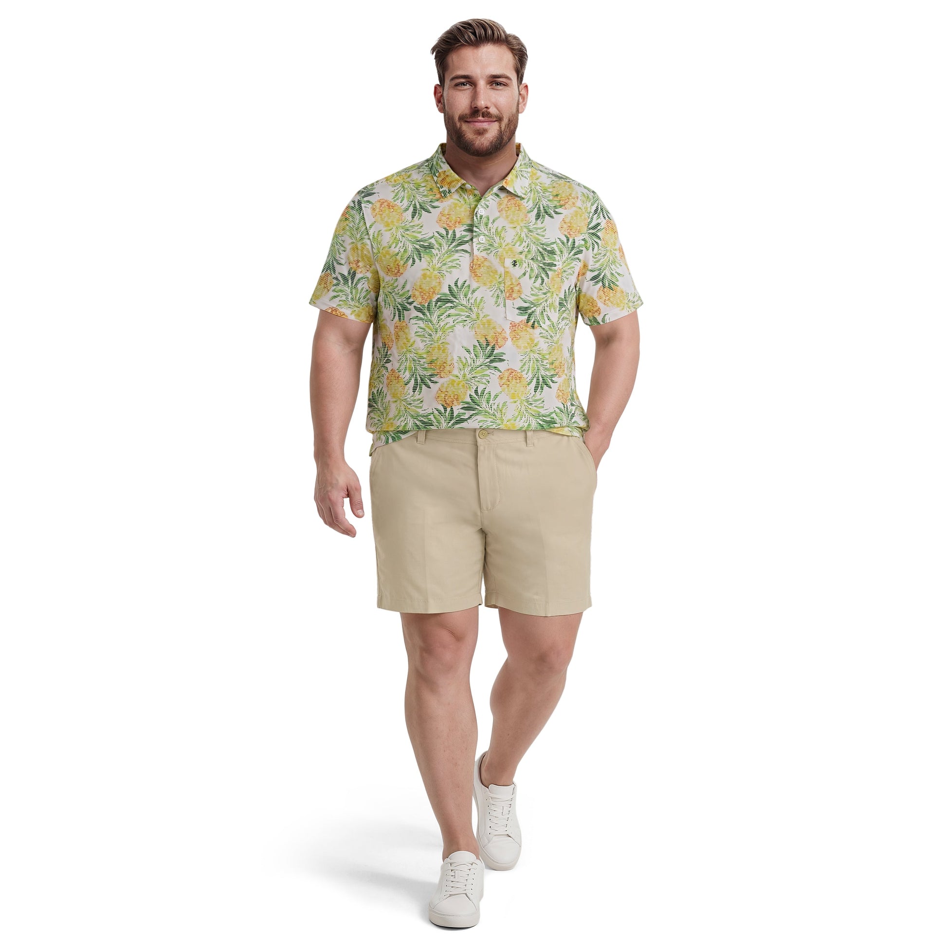 Izod BIG & TALL SUNSHIELD PERFORMANCE S/S PRINTED POLO - LEMON DROP