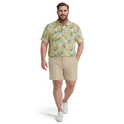 Izod BIG & TALL SUNSHIELD PERFORMANCE S/S PRINTED POLO - LEMON DROP