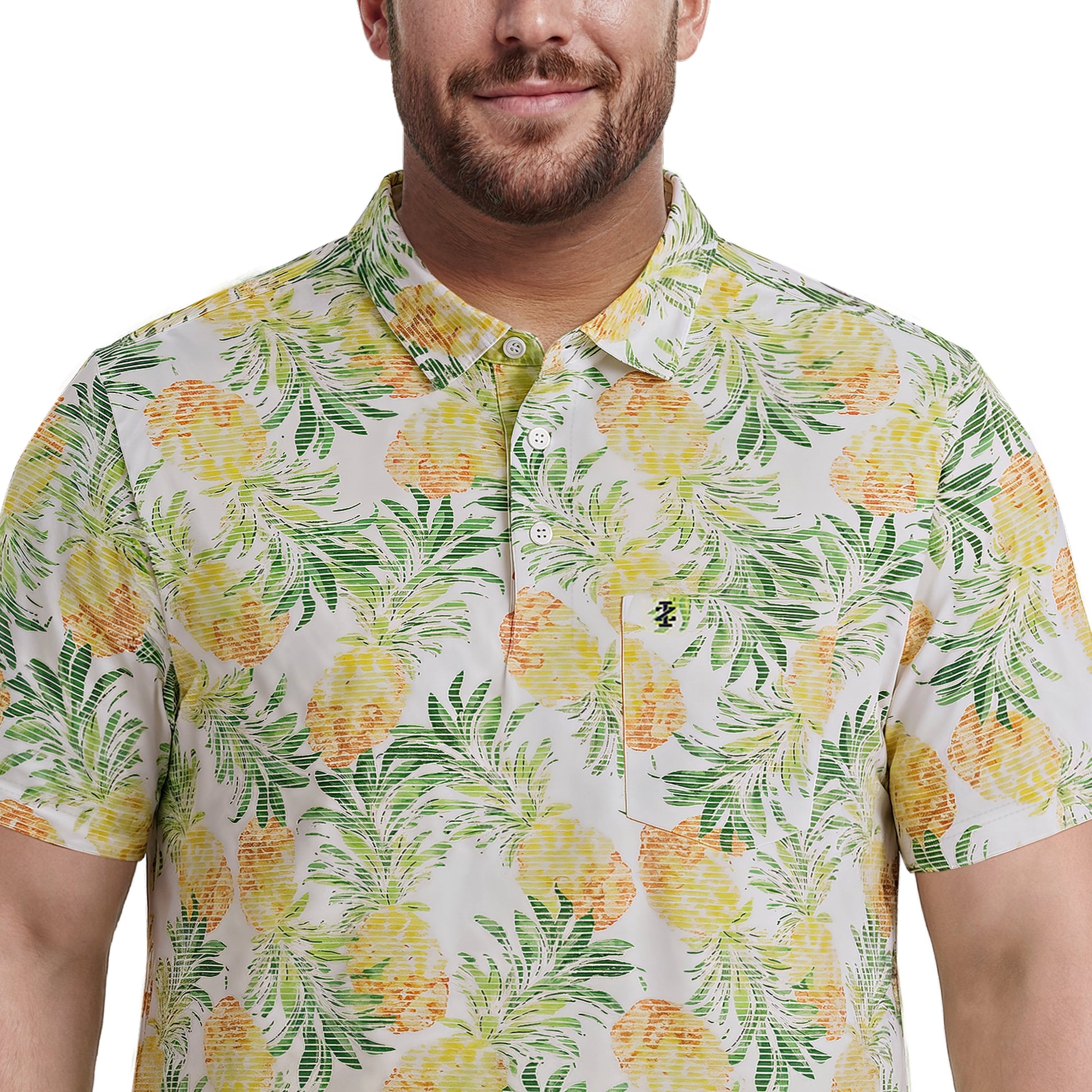 Izod BIG & TALL SUNSHIELD PERFORMANCE S/S PRINTED POLO - LEMON DROP