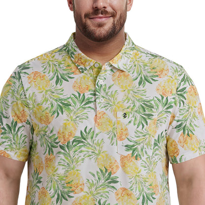 Izod BIG & TALL SUNSHIELD PERFORMANCE S/S PRINTED POLO - LEMON DROP