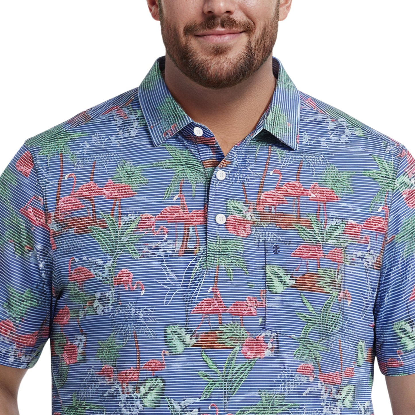 Izod BIG & TALL SUNSHIELD PERFORMANCE S/S PRINTED POLO - VALLARTA BLUE