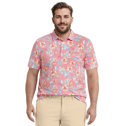 Izod BIG & TALL SUNSHIELD PERFORMANCE S/S PRINTED POLO - ROSE OF SHARON