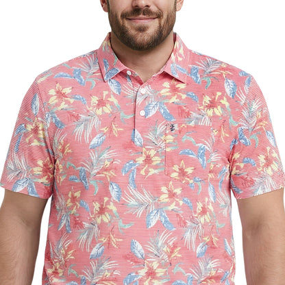 Izod BIG & TALL SUNSHIELD PERFORMANCE S/S PRINTED POLO - ROSE OF SHARON