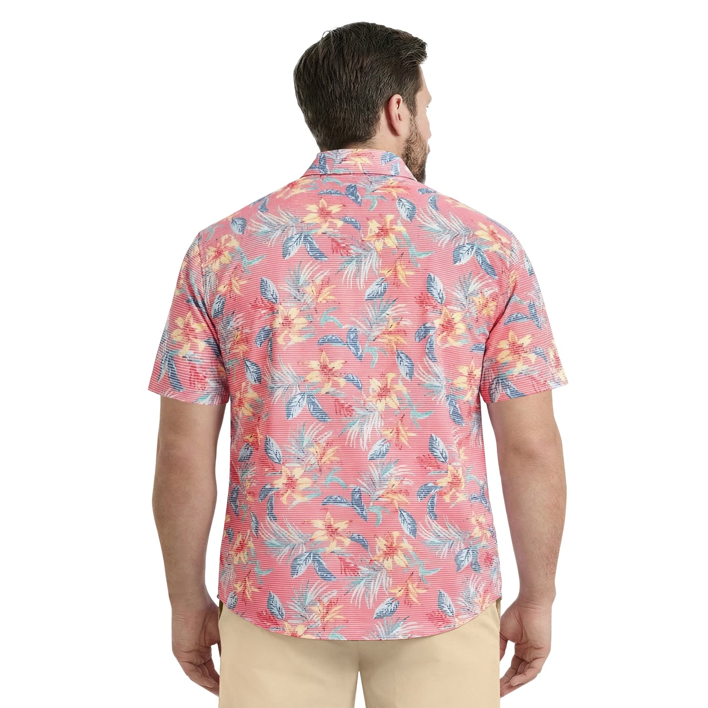 Izod BIG & TALL SUNSHIELD PERFORMANCE S/S PRINTED POLO - ROSE OF SHARON