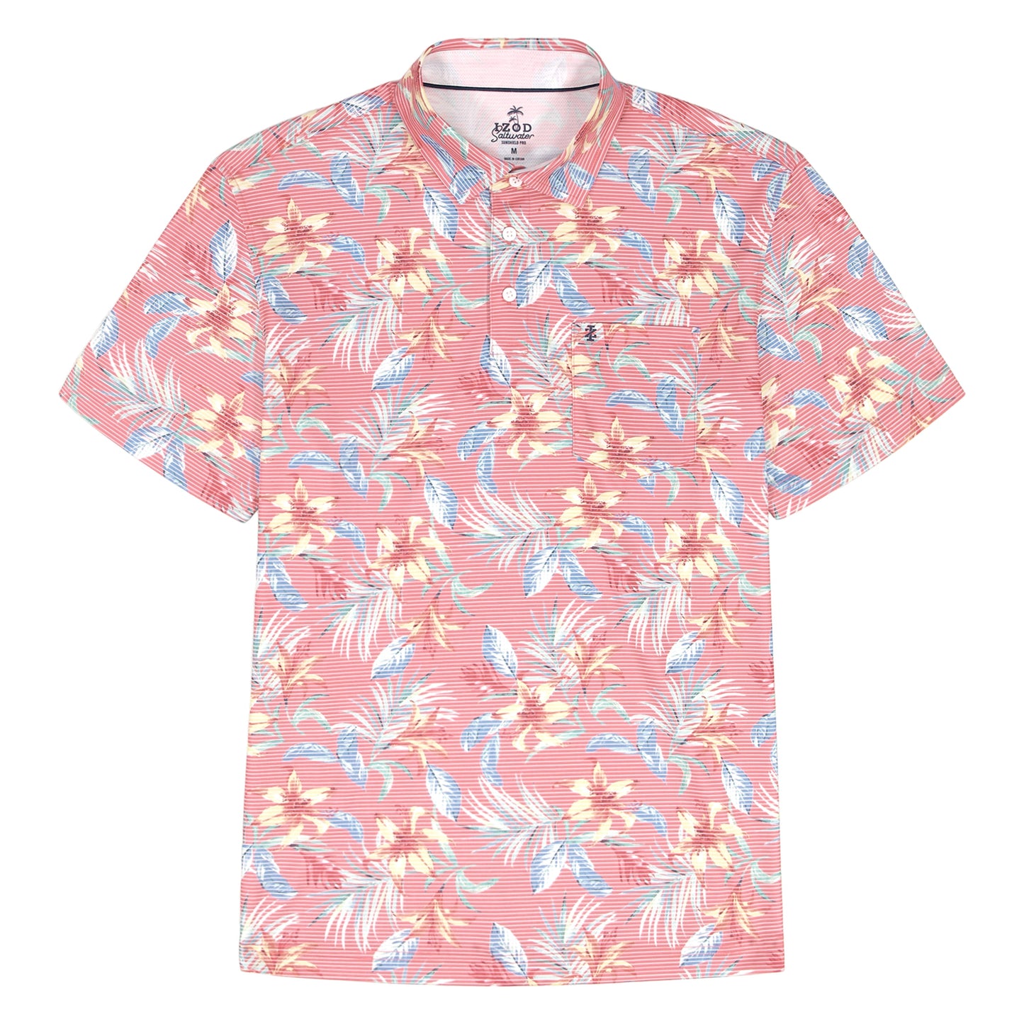 Izod BIG & TALL SUNSHIELD PERFORMANCE S/S PRINTED POLO - ROSE OF SHARON