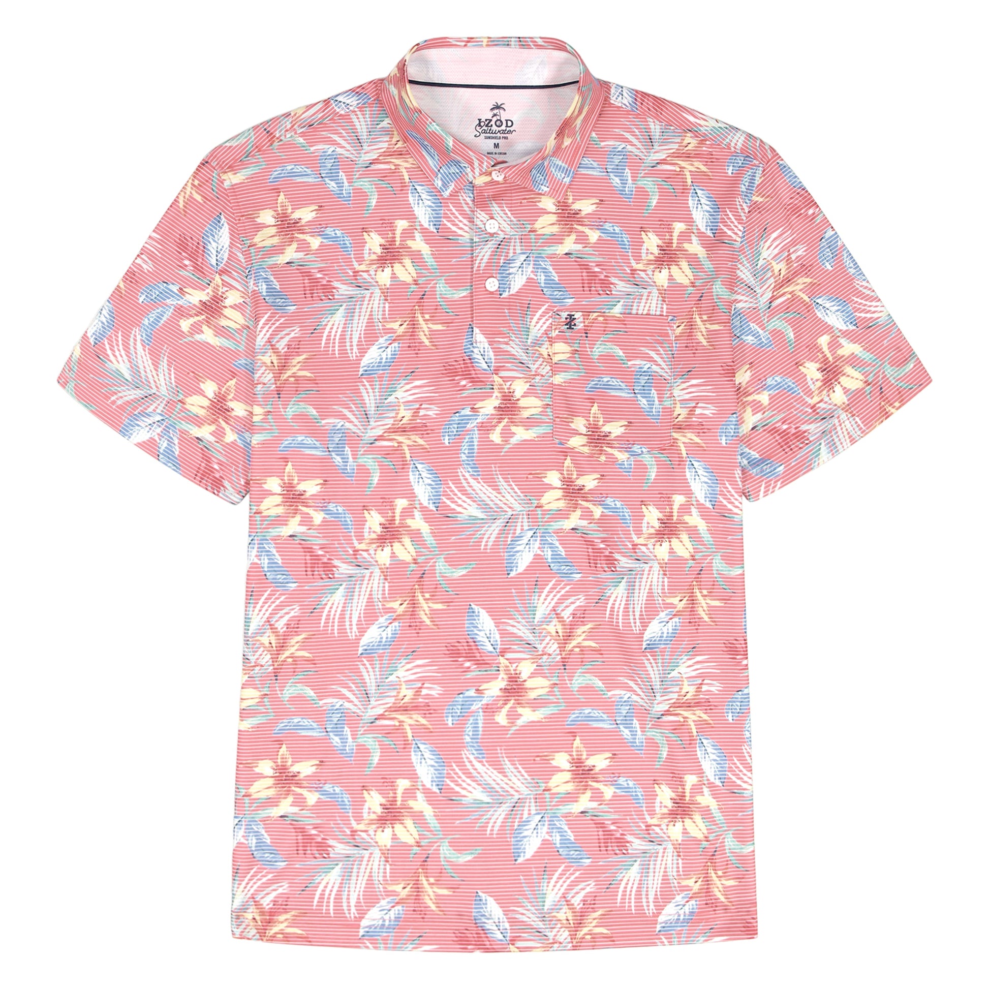 Izod BIG & TALL SUNSHIELD PERFORMANCE S/S PRINTED POLO - ROSE OF SHARON