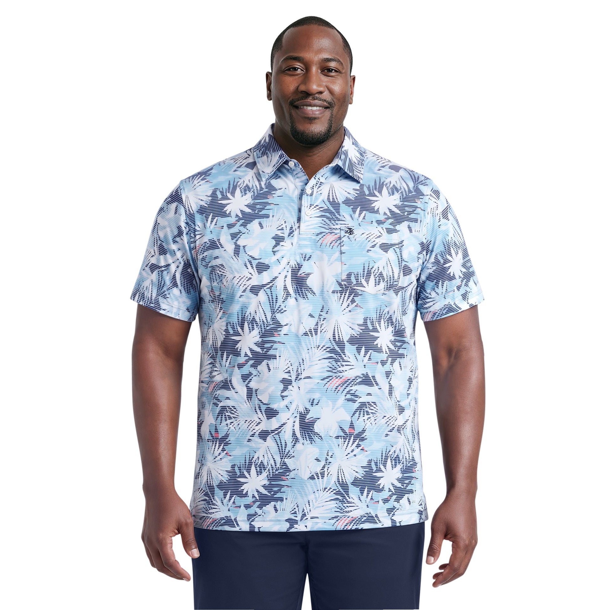 Izod BIG & TALL SUNSHIELD PERFORMANCE S/S PRINTED POLO - AQUARIUS