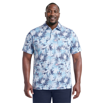 Izod BIG & TALL SUNSHIELD PERFORMANCE S/S PRINTED POLO - AQUARIUS