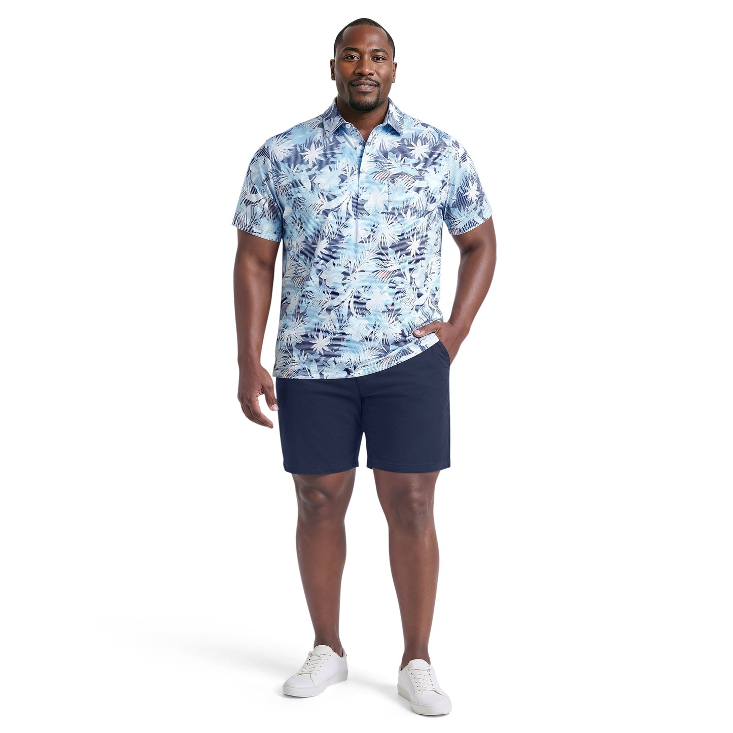Izod BIG & TALL SUNSHIELD PERFORMANCE S/S PRINTED POLO - AQUARIUS
