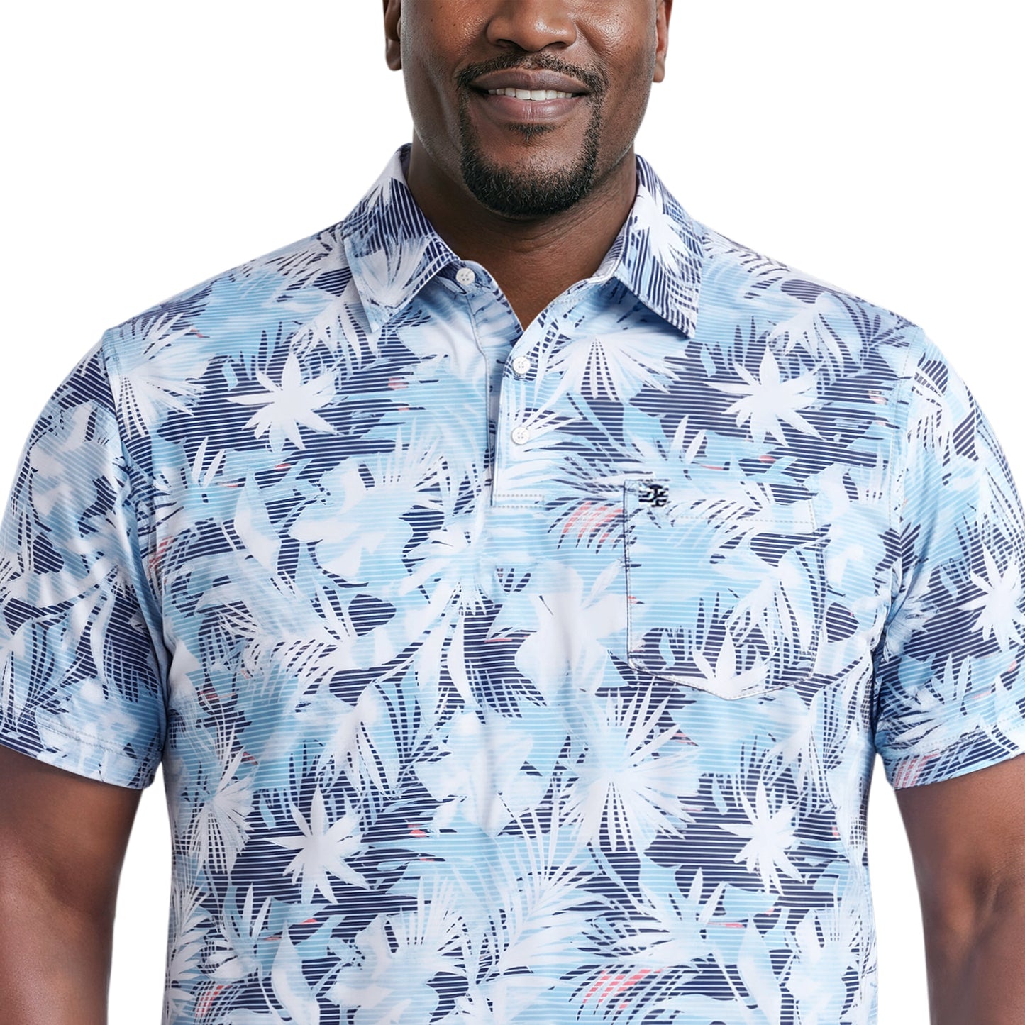 Izod BIG & TALL SUNSHIELD PERFORMANCE S/S PRINTED POLO - AQUARIUS