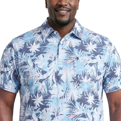 Izod BIG & TALL SUNSHIELD PERFORMANCE S/S PRINTED POLO - AQUARIUS