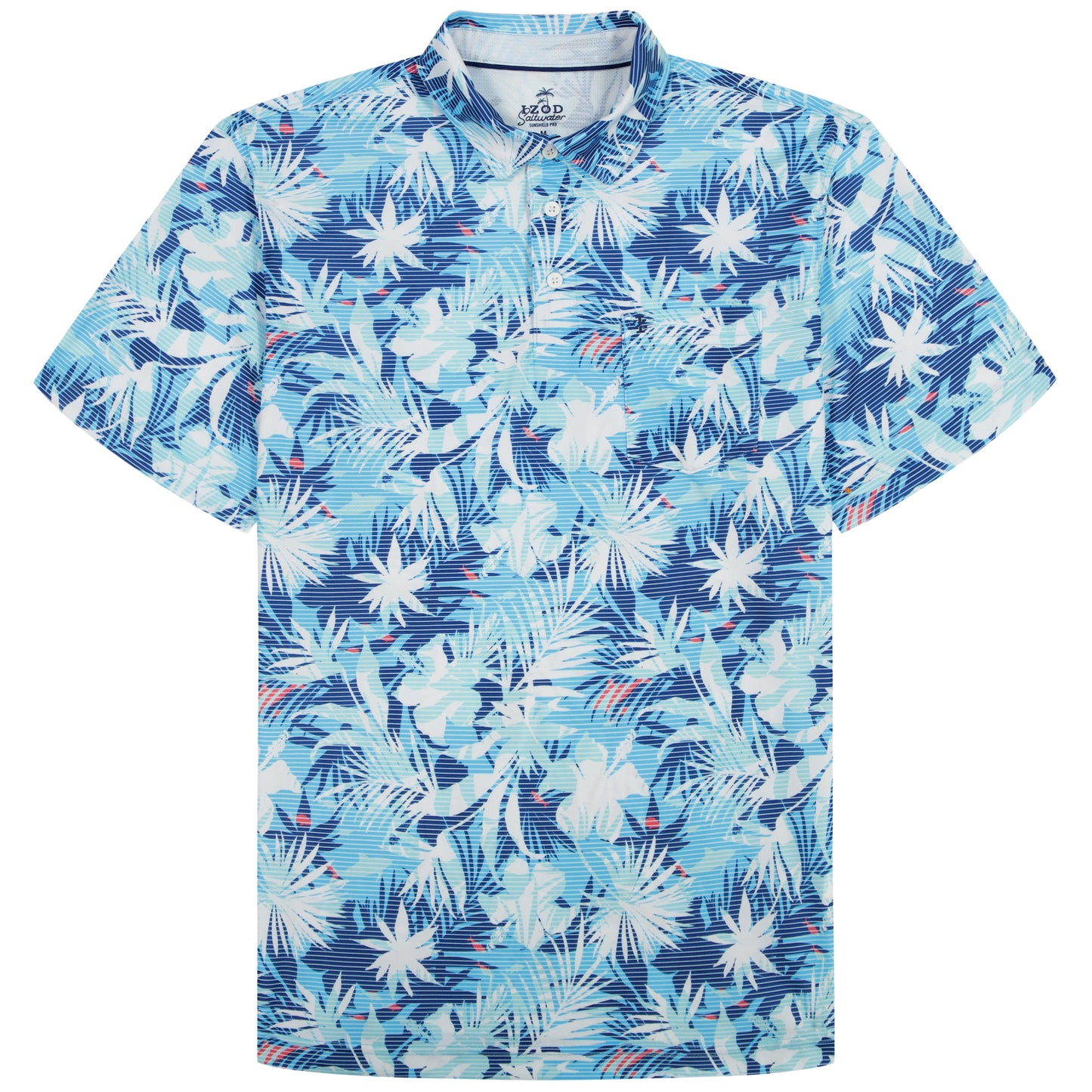 Izod BIG & TALL SUNSHIELD PERFORMANCE S/S PRINTED POLO - AQUARIUS