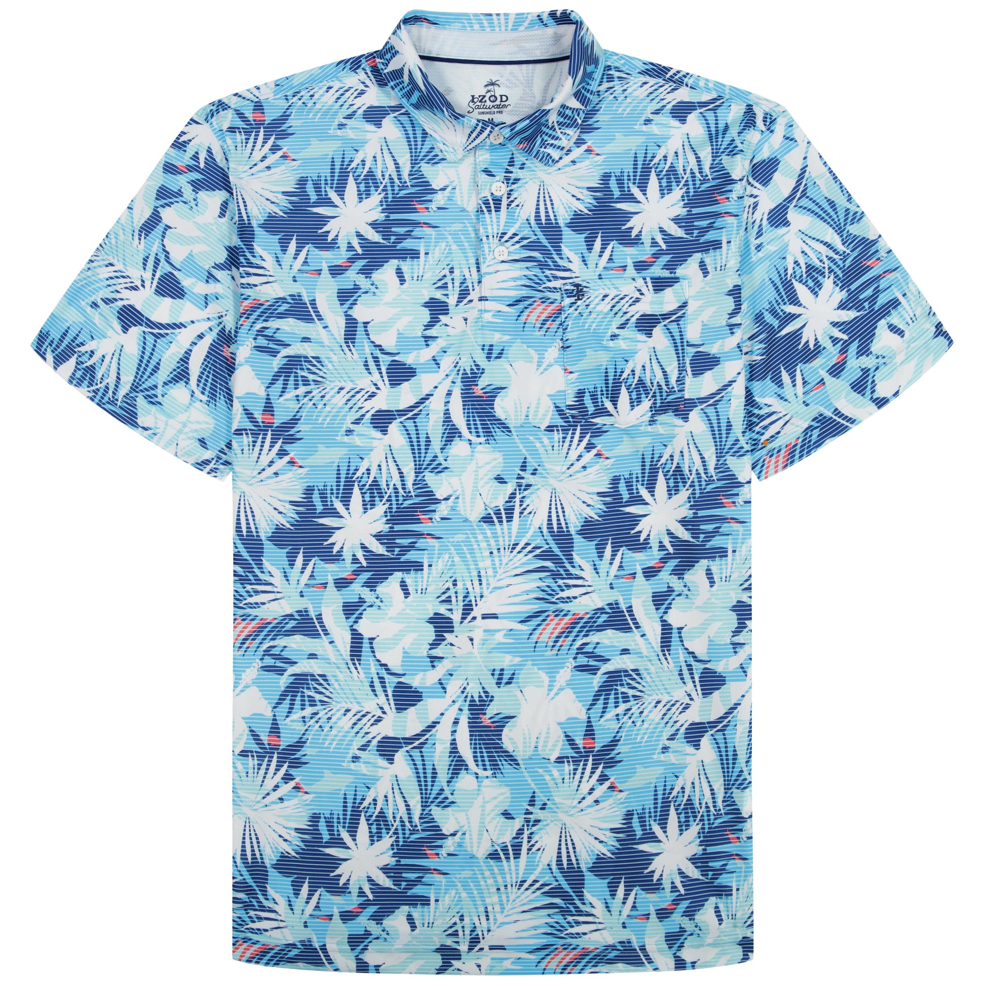 Izod BIG & TALL SUNSHIELD PERFORMANCE S/S PRINTED POLO - AQUARIUS