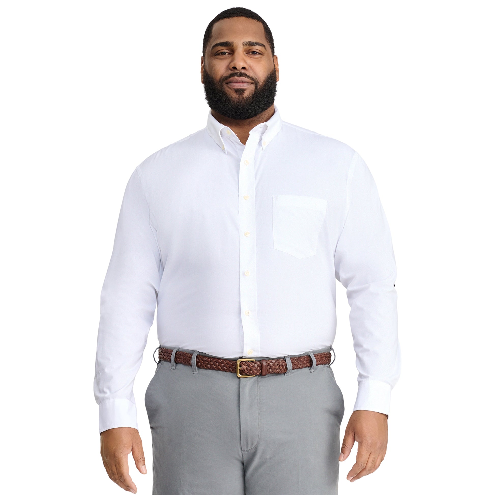 Izod Big & Tall Performance Comfort L/S Shirt - Bright White