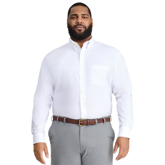 Izod Big & Tall Performance Comfort L/S Shirt - Bright White