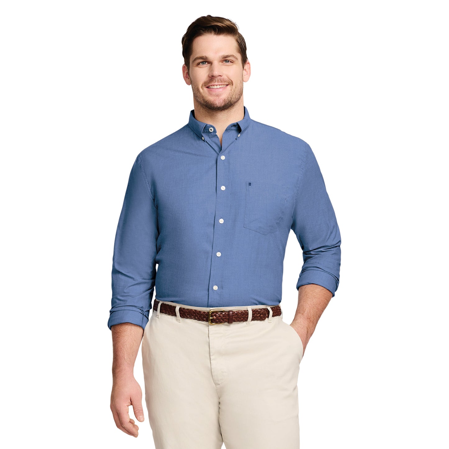 Izod Big & Tall Performance Comfort L/S Shirt - Estate Blue