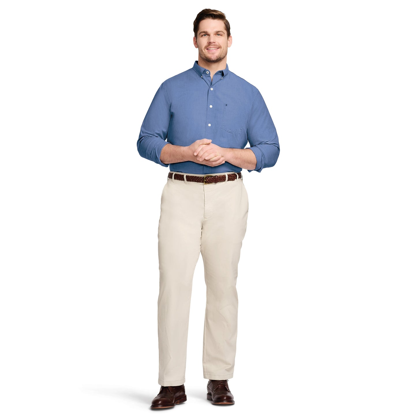Izod Big & Tall Performance Comfort L/S Shirt - Estate Blue